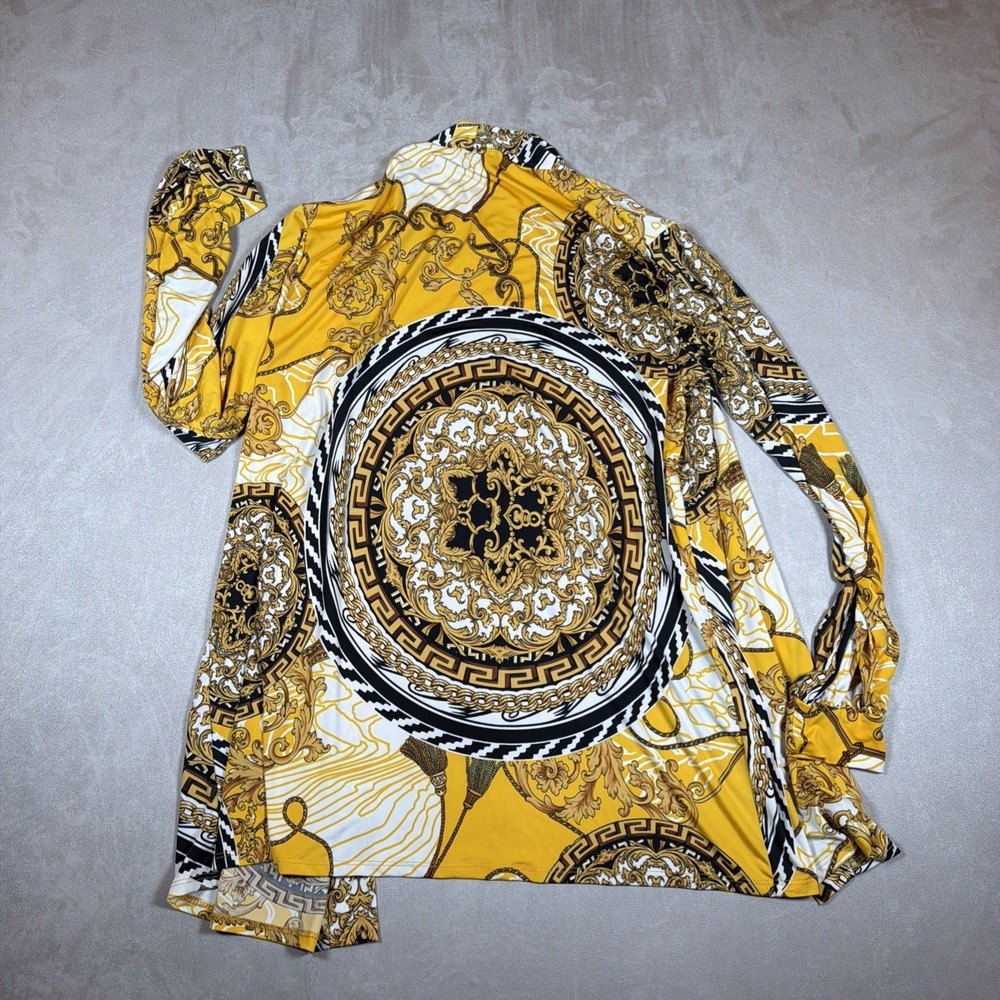 Madrag Made USA Plus Size 1X Baroque Chain Print Layer Kimono Cover Up Duster - Picture 7 of 9